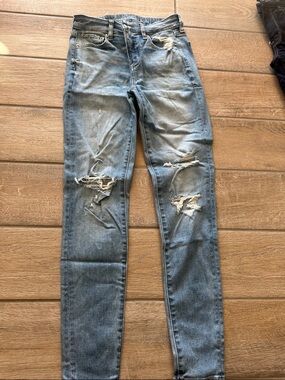 American Eagle Outfitters Blue Distressed Skinny Jeans